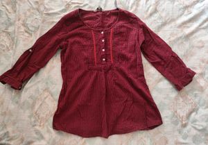 Red Checked Tunic Top