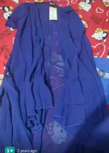 Blue Printed Kurta With Shrug