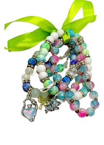 Stone Charm Bracelet Set Of Three