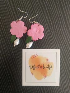 Floral Sakura Pearl Drop Earrings