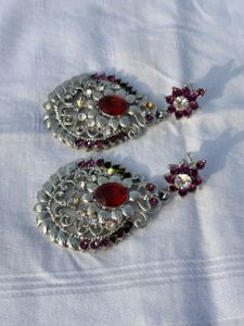Ornate Silver &amp; Gemstone Earrings