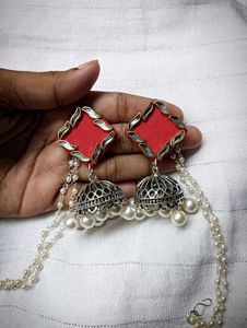 Red Jhumka Earrings