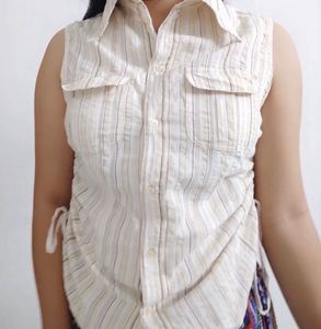 Drawstring Shirt Top