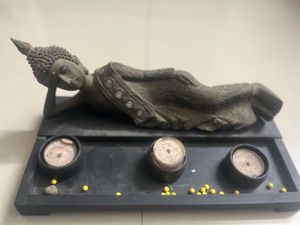 Sleeping Buddha With 3 Candles And Tray