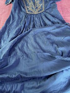 Elegant Blue Embroidered Anarkali Suit Set