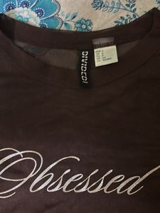 H&amp;M Brown Sheer Net Crop Top | T-Shirt Style |