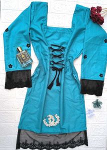 Corset Back Long Kurti🩵