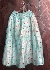 Green Silver Shaded Ghagra For 4-5 Years Girls.