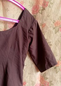 Coffee brown sweetheart neck kurti 🤎