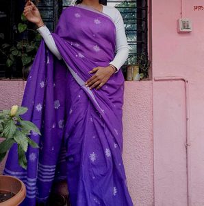 Elegant Purple Cotton Saree with blouse