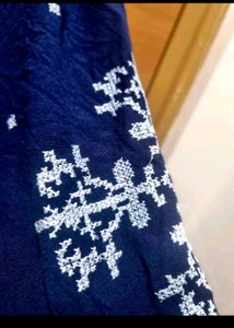 Blue Embroidered Dress/Kurta with adjustable waist