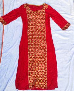 Aurelia Marroon Foil Printed Kurta
