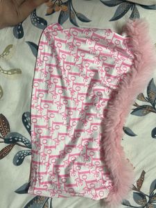 Pink Fur Trim Tube Top