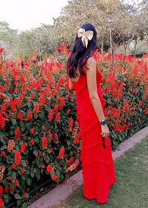 side slit dress With Ruffle Details ( NewMe)