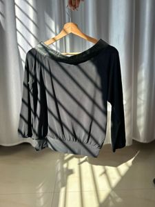 PU Neck Detail Top