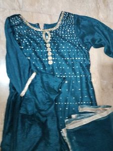 Teal Embellished Kurta