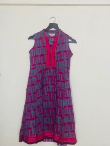Wine Coloured High Collar Kurta From Libas