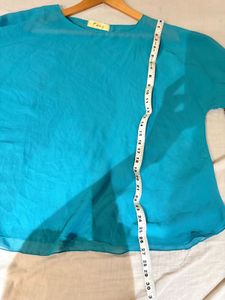Teal Blouse with Colorful Cuffs