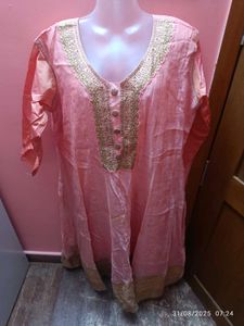 3xl Pink Embroidered Gown With Embroidery Dupatta
