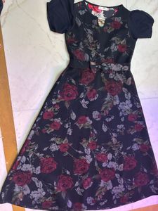 Floral Print Black Dress