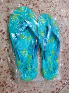 Blue Floral Flip Flops