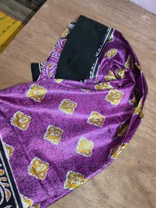 Purple &amp; Gold Patterned Saree