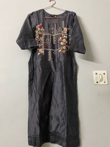 Elegant Metallic Grey 3D Embroidered Suit Set