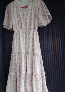 Floral Print Tiered Midi Dress