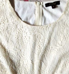 Classic Off White Colour Knee Length Midi Dress