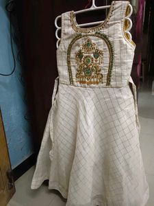 Embroidered Check Dress