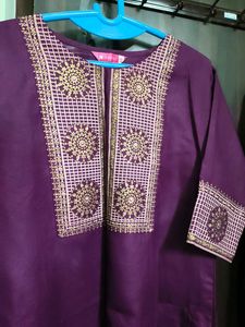 New Modern Purple Embroidered Kurta Set