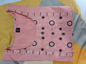 Blush Pink Embroidered Kurti - 3XL
