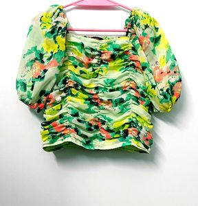 Floral Ruched Crop Top