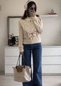 Vintage Lace Blouse with Bow Detail