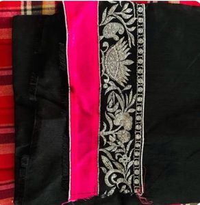 Elegant Black &amp; Pink Embroidered Saree