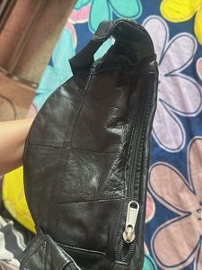 Vintage Black Leather Fanny Pack Waist Bag