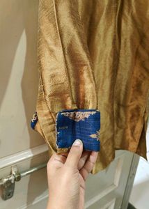 Navy Blue Jacket &amp; Gold Kurta