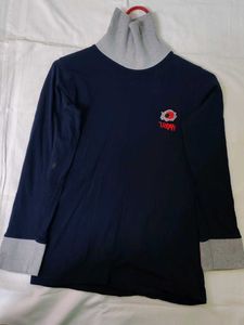 Navy Mock Neck Long Sleeve