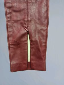 Burgundy Faux Leather Skinny Leggings Size 28-30