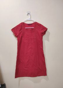 Red Short Sleeves Kurti In Size M