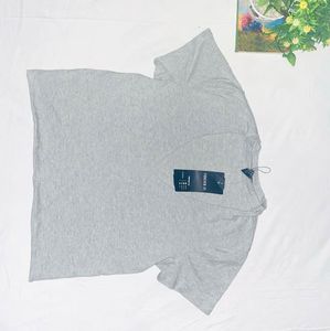 Grey V-Neck Choker T-Shirt
