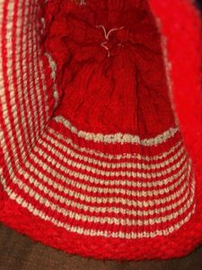 Red Knit Beanie with Tassels