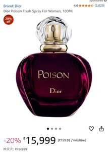 Poison By Dior Empty Perfume Bottle.