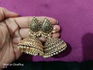Antique Gold Jhumka Earrings