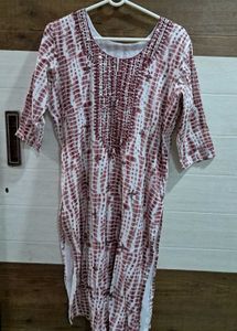 Stitched Cotton Kurta Set With Dupatta