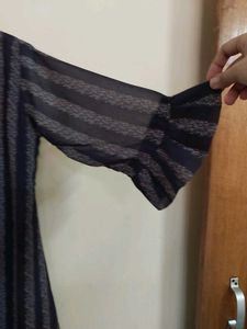 Striped Sheer Sleeve Dress (Size-M)