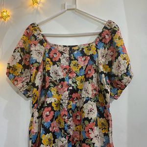 Floral A-line Button-Down Summer Dress