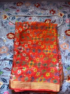 Elegant Paper Silk Peach Saree