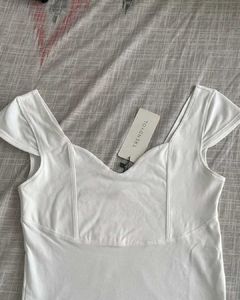 Sweetheart Neckline White Top