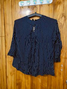 Striped Women's Top/ Bell sleeves with Zipper
